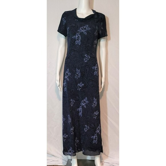 Talbots Maxi Dress Floral Blue Rose - Size 4 - Picture 1 of 10
